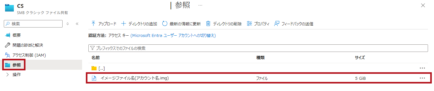 Cloud Shellのファイル共有に作成されたイメージファイル(Azure Cloud Shellの初期設定)